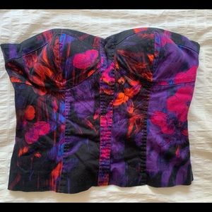Bebe black/floral tube top - Medium